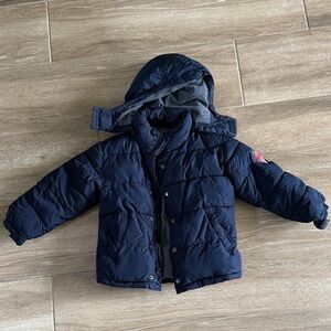 GAP Dark Blue Puffer Jacket with Red Logo kids size small